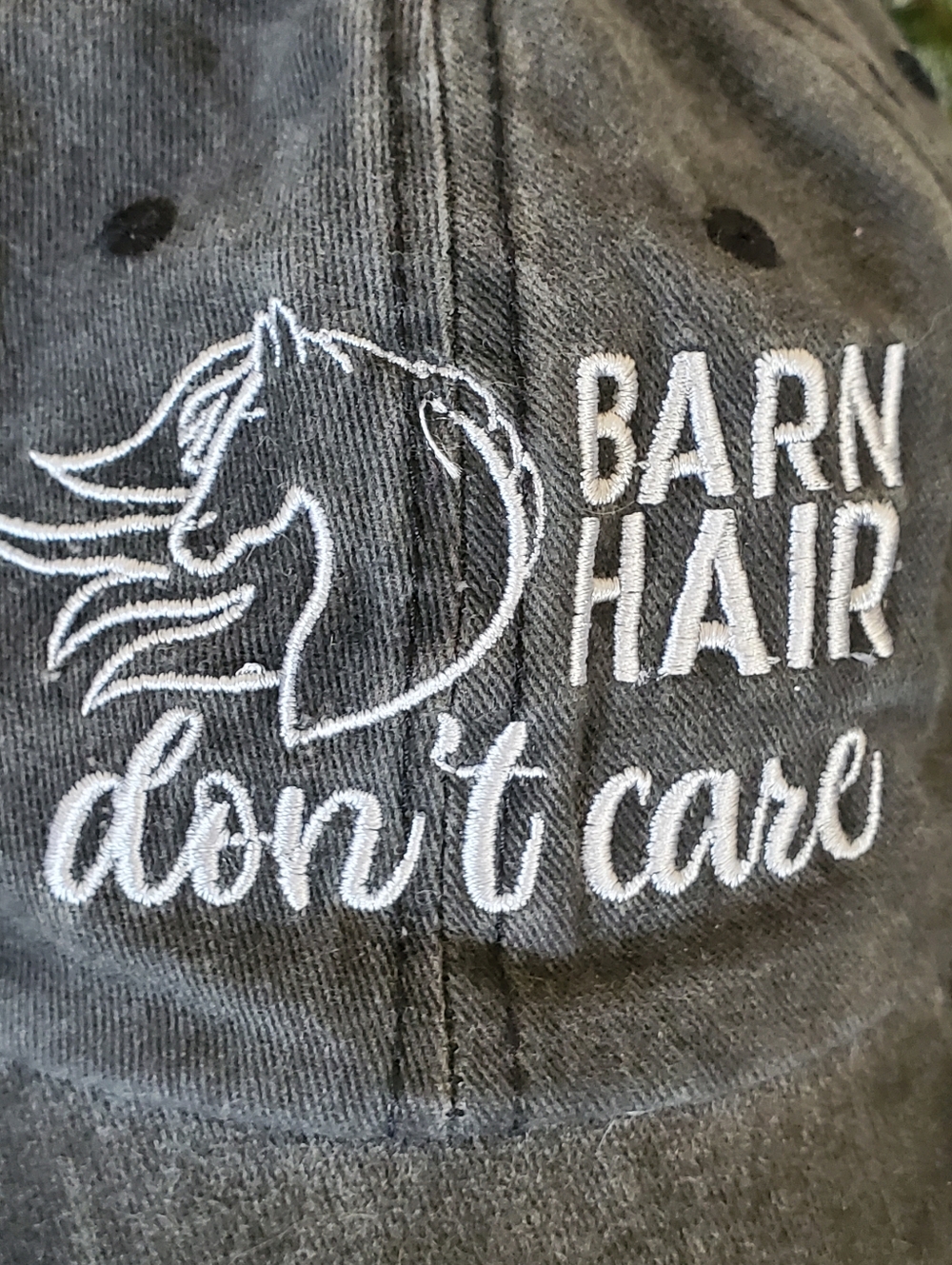 Bundle: 2 Distressed Horse Lover Baseball Caps - Barn Hair & Horse Girl - Picture 2 of 12